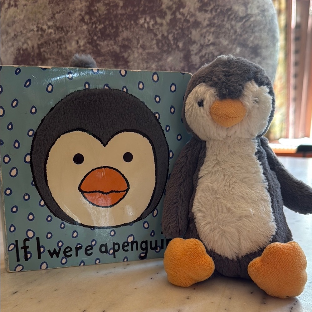 Jellycat Bashful 9” Penguin Plush Toy and Book Set